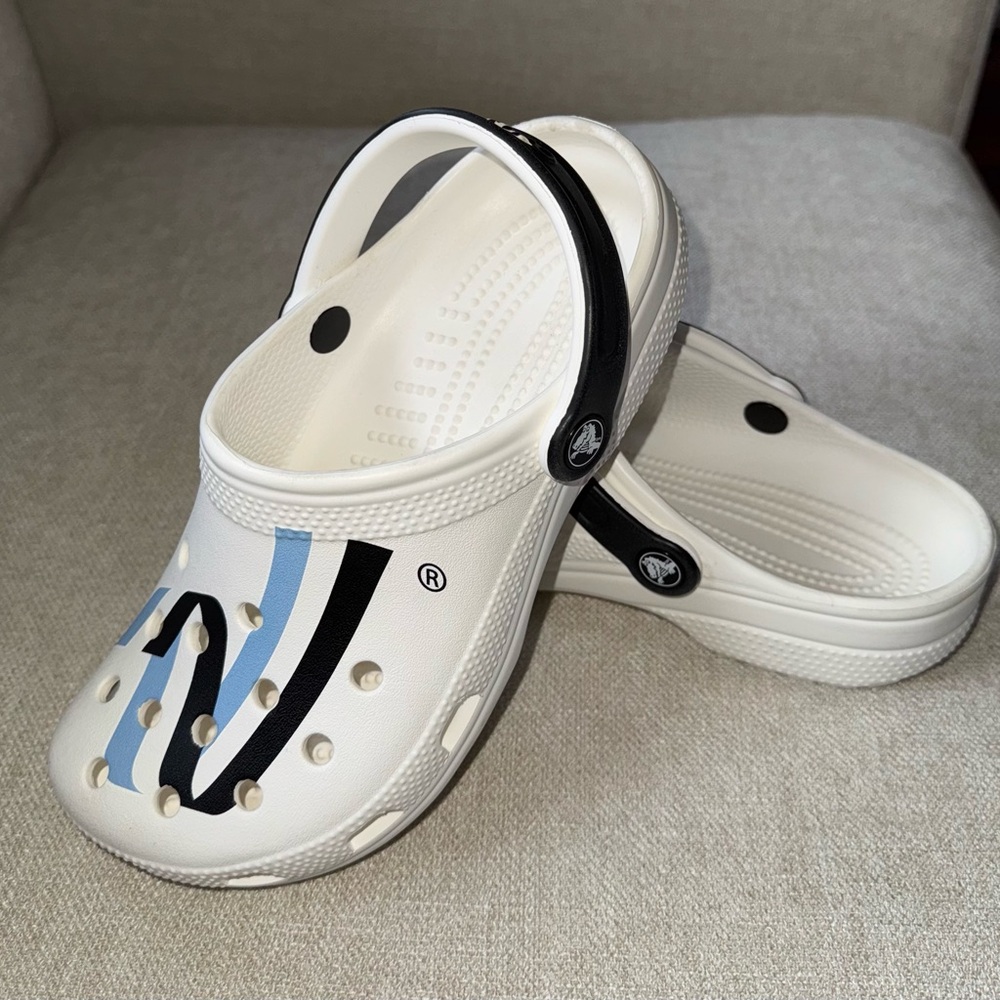 CROCS Black and White Mules with Durable Tread Design